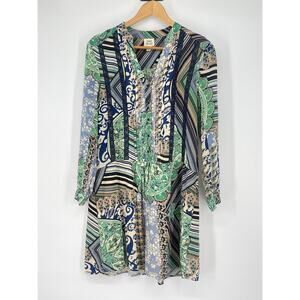 Anthropologie TINY‎ Green Caviana Shirt Dress Size XSP Lace Boho Artsy Beach